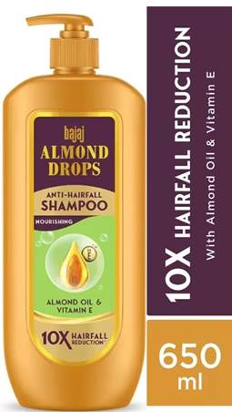 BAJAJ Almond Drops Anti Hairfall Shampoo with Almond Oil &amp; Vitamin E  (650 ml)