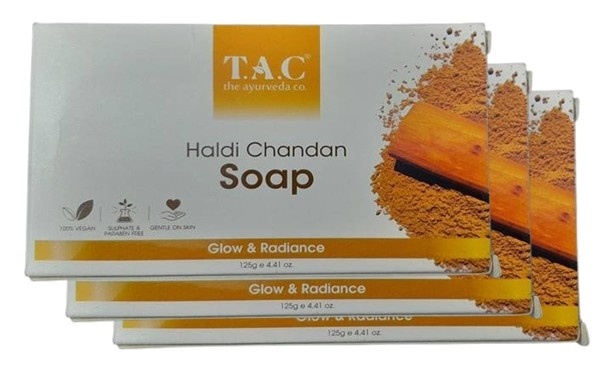 T.A.C. the ayurvedic co. haldi chandan soap 125 gm (Pack of 3)